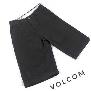 VOLCOM Boys Black Boardshorts Size 22/6 Tween's Long Gray Pinstripe Street Wear